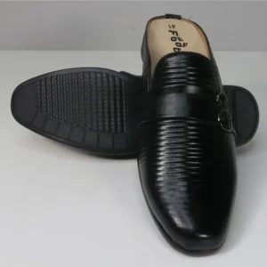 Half Leather Black Shoe